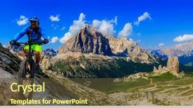  Presentation with cycling - Audience pleasing slide deck consisting of d - tourist cycling in cortina d'ampezzo backdrop and a tawny brown colored foreground