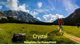  Presentation with rocky mountains - Presentation design enhanced with d - tourist cycling in cortina d'ampezzo background and a tawny brown colored foreground