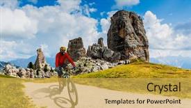  Presentation with cycling - Colorful PPT theme enhanced with d - tourist cycling in cortina d'ampezzo backdrop and a  colored foreground