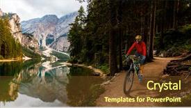  Presentation with rocky mountains - Beautiful slide deck featuring d - tourist cycling in cortina d'ampezzo backdrop and a  colored foreground