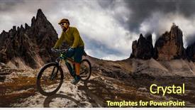  Presentation with rocky mountains - PPT layouts having d - tourist cycling in cortina d'ampezzo background and a  colored foreground