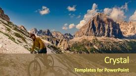  Presentation with cycling - Presentation consisting of d - tourist cycling in cortina d'ampezzo background and a  colored foreground