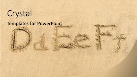 Presentation with alphabet - Amazing slide deck having d e - alphabet letters handwritten in sand backdrop and a lemonade colored foreground