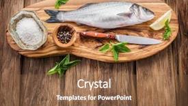  Presentation with graphite - Slide deck with dace - seabass fish on the graphite background and a tawny brown colored foreground