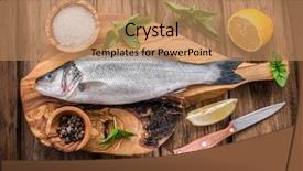  Presentation with graphite - Presentation design with dace - seabass fish on the graphite background and a coral colored foreground