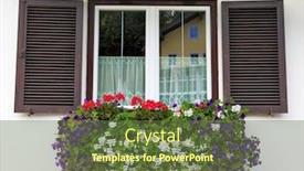  Presentation with flower pots - Theme enhanced with dachstein huge tourist complex in austrian alps picturesque window with flower pots background and a tawny brown colored foreground