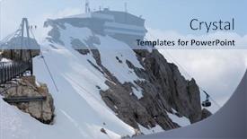  Presentation with cable - PPT theme featuring dachstein-mountain-station background and a light blue colored foreground