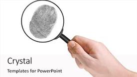  Presentation with magnifying glass - Colorful PPT layouts enhanced with dactyloscopy - fingerprint and magnifying glass backdrop and a white colored foreground
