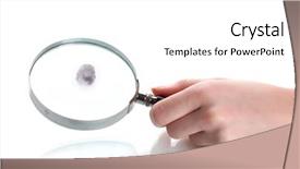  Presentation with fingerprint - Beautiful presentation theme featuring dactyloscopy - magnifying glass in hand backdrop and a white colored foreground