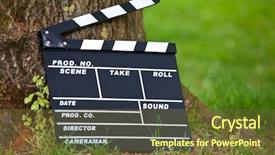  Presentation with tree - Presentation theme consisting of dacumantary - clapperboard standing at tree trunk background and a tawny brown colored foreground