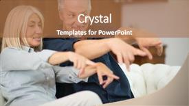  Presentation with television watching - PPT theme consisting of dacumantary - mature couple watching television background and a  colored foreground