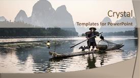  Presentation with fisherman - Audience pleasing slide deck consisting of dacumantary - traditional cormorant fisherman on li backdrop and a cream colored foreground