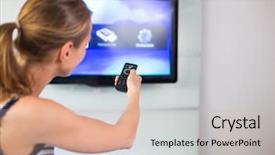  Presentation with man watching woman preparing vegetables - Slides consisting of dacumantary - young woman at home watching background and a soft green colored foreground