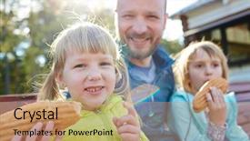  Presentation with rustic wood wooden frame - Beautiful slide deck featuring dad and eating tasty hotdog backdrop and a coral colored foreground