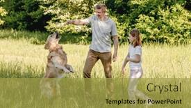  Presentation with play - Slide deck with dad-and-his-daugter-play background and a yellow colored foreground