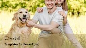  Presentation with play - Presentation theme with dad-and-his-daugter-play background and a coral colored foreground