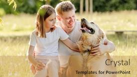  Presentation with play - Slide set enhanced with dad-and-his-daugter-play background and a coral colored foreground