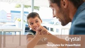  Presentation with father - Cool new PPT theme with wrestling with cheerful young child backdrop and a coral colored foreground