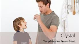  Presentation with beverage soya milk - Beautiful PPT theme featuring mission offering - business man miniature concept move backdrop and a mint green colored foreground