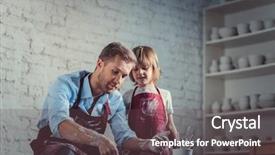  Presentation with pottery - Beautiful PPT layouts featuring dad and son in pottery backdrop and a tawny brown colored foreground