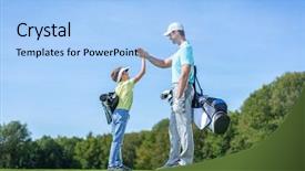  Presentation with golf - Presentation having dad and son playing golf background and a light blue colored foreground