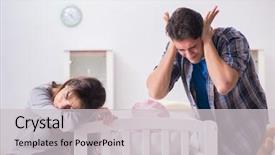  Presentation with baby crying - PPT theme with dad cannot stand baby crying background and a light gray colored foreground