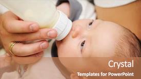  Presentation with newborn baby - PPT theme with dad feeding his newborn baby background and a coral colored foreground