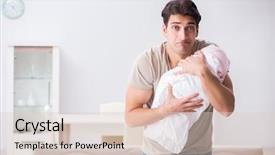  Presentation with crying baby - PPT theme enhanced with dad frustrated at crying baby background and a lemonade colored foreground