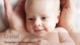  Presentation with eyes - Theme having dad-holds-the-baby background and a coral colored foreground