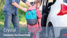  Presentation with high-school - PPT theme consisting of dad-in-car-picks-up background and a ocean colored foreground