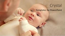  Presentation with cute baby - PPT layouts with dad-playing-with-a-newborn background and a  colored foreground