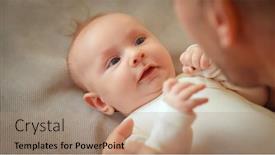  Presentation with cute baby - Slide deck enhanced with dad-playing-with-a-newborn background and a coral colored foreground