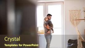  Presentation with baby sleep - Beautiful presentation design featuring dad-putting-to-sleep-baby backdrop and a tawny brown colored foreground