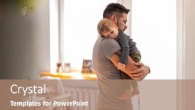  Presentation with baby sleep - Presentation theme with dad-putting-to-sleep-baby background and a coral colored foreground