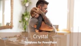  Presentation with baby sleep - Audience pleasing presentation theme consisting of dad-putting-to-sleep-baby backdrop and a coral colored foreground