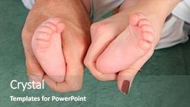 Presentation with new parents baby and dr - Beautiful presentation theme featuring dad role model - parents hands with baby legs backdrop and a  colored foreground