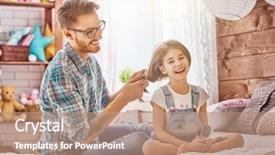  Presentation with father - Cool new slide set with dad s - happy loving family father is backdrop and a coral colored foreground