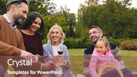  Presentation with picnic - Audience pleasing slides consisting of dad son - big smiling happy family having backdrop and a tawny brown colored foreground