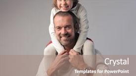  Presentation with daughter - Colorful slide set enhanced with dad son - smiling father carrying his daughter backdrop and a coral colored foreground