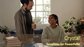  Presentation with homework - PPT theme consisting of dad-talking-to-his-adopted background and a tawny brown colored foreground