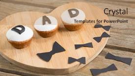  Presentation with cupcakes - PPT theme with dad text by bow tie background and a coral colored foreground