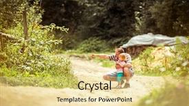  Presentation with haunted woods - PPT layouts having dad with his little daughter background and a blonde colored foreground