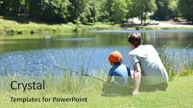  Presentation with jin ding monastry mountain - Amazing PPT layouts having dad with little boy fishing backdrop and a mint green colored foreground
