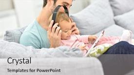  Presentation with baby girl - Beautiful theme featuring daddy and baby girl backdrop and a light gray colored foreground