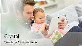  Presentation with cartoon - PPT layouts featuring daddy and baby girl background and a light gray colored foreground