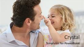  Presentation with together we focus - Presentation design enhanced with daddy with little girl having background and a coral colored foreground