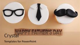  Presentation with creative teaching strategies - PPT theme featuring dads tie - delicious creative cupcakes on beige background and a coral colored foreground