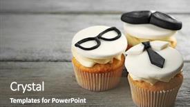  Presentation with creative - Beautiful PPT layouts featuring dads tie - delicious creative cupcakes on wooden backdrop and a violet colored foreground