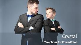  Presentation with color - Presentation design with dads tie - father and son dressed background and a dark gray colored foreground