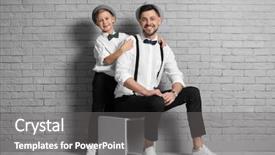  Presentation with brick - Presentation theme enhanced with dads tie - father and son in elegant background and a gray colored foreground